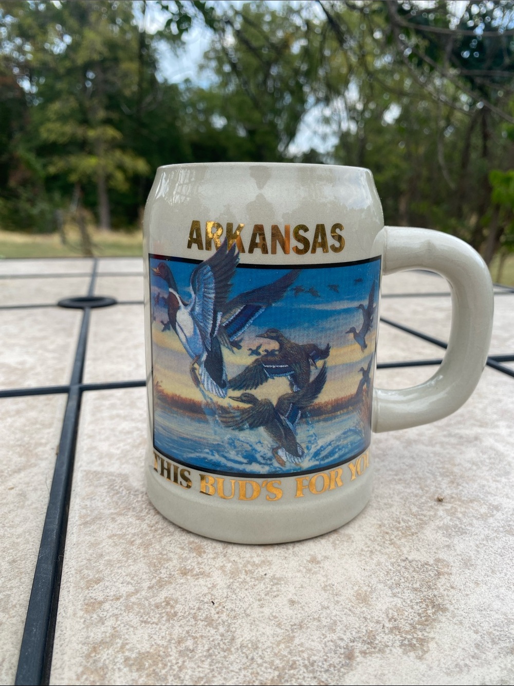 Vintage 1991 Budweiser "Arkansas Rice/Duck" Collectible Beer Stein Stoneware